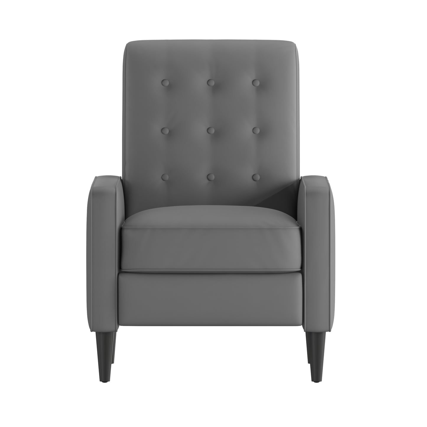 Ezra Mid-Century Modern LeatherSoft Upholstered Button Tufted Pushback Recliner in Light Gray for Residential & Commercial Use Light Gray