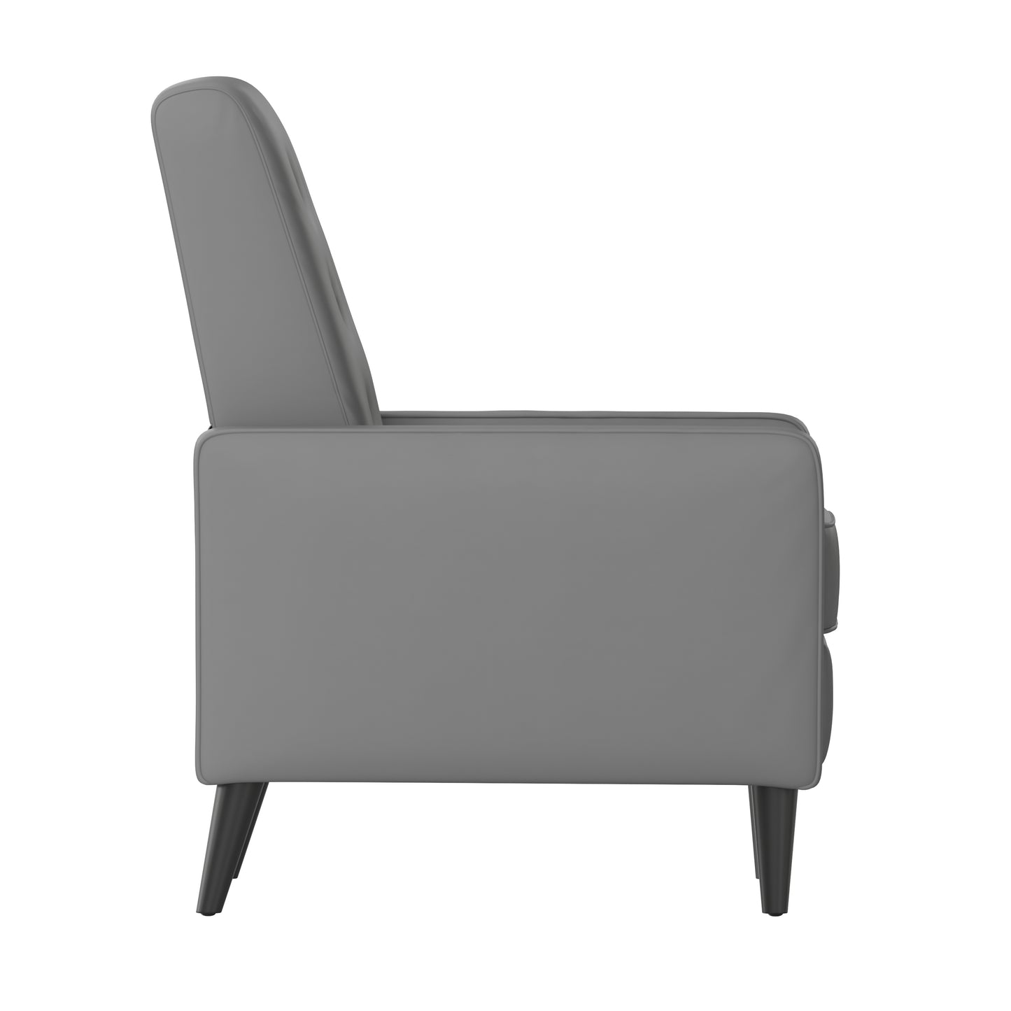 Ezra Mid-Century Modern LeatherSoft Upholstered Button Tufted Pushback Recliner in Light Gray for Residential & Commercial Use Light Gray