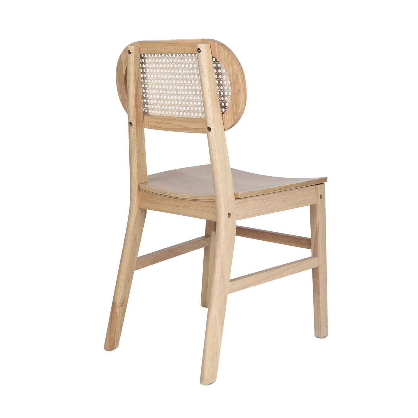 Jacob Set of 2 Commercial Cane Rattan Dining and Event Chairs with Solid Wood Frame and Seat, Natural Natural