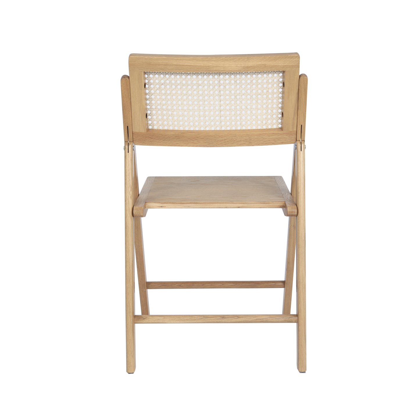 Galene Set of 2 Cane Rattan Folding Chairs with Solid Wood Frame and Seat and Ventilated Back, Perfect for Events or Additional Seating, Natural Natural