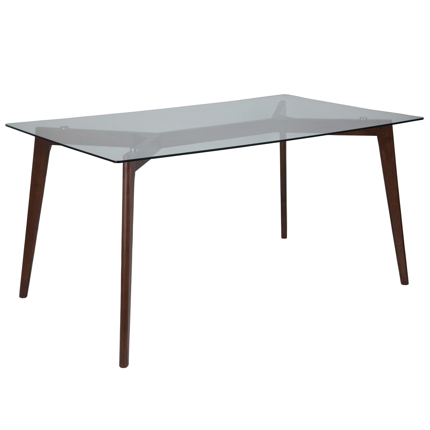 Parkside 35.25" x 59" Rectangular Solid Walnut Wood Table with Clear Glass Top Clear Top/Walnut Frame SK-TC-5049-W-GG