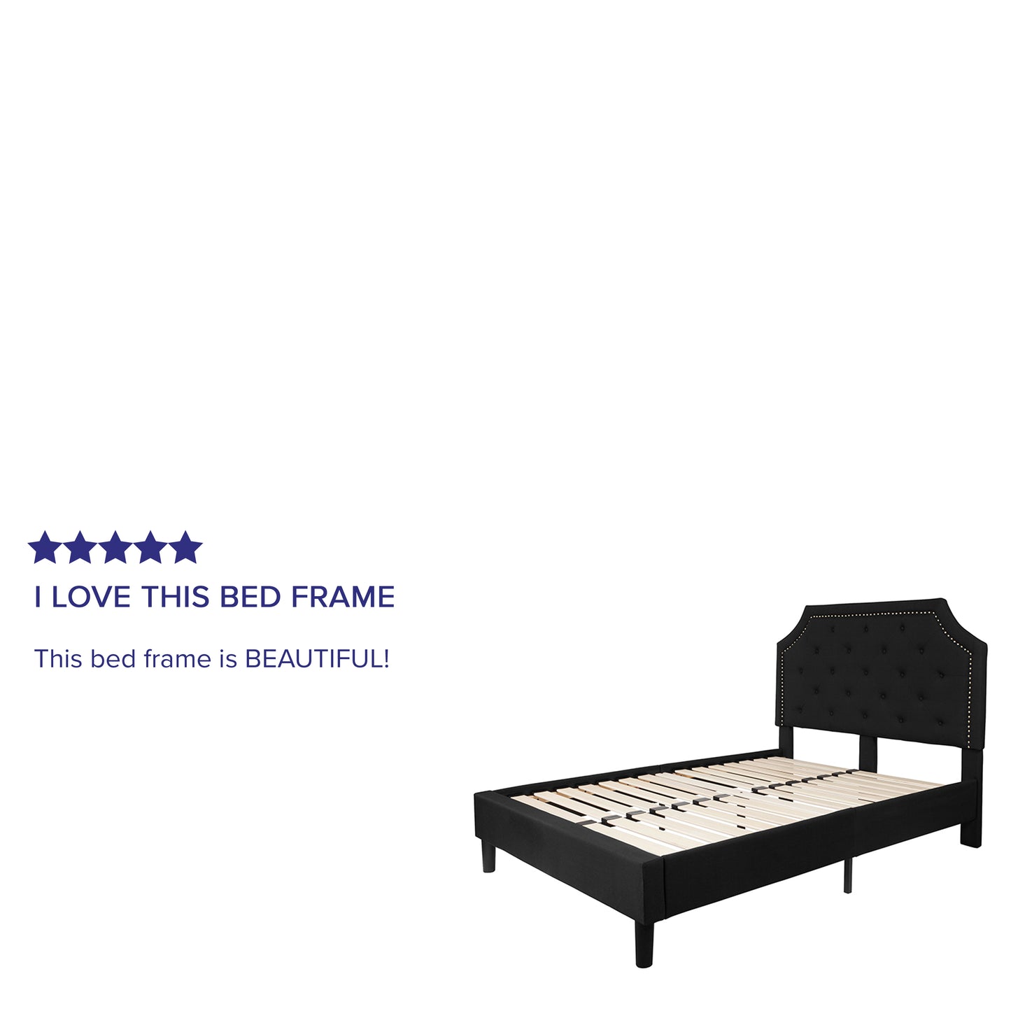 Brighton Full Size Tufted Upholstered Platform Bed in Black Fabric Black