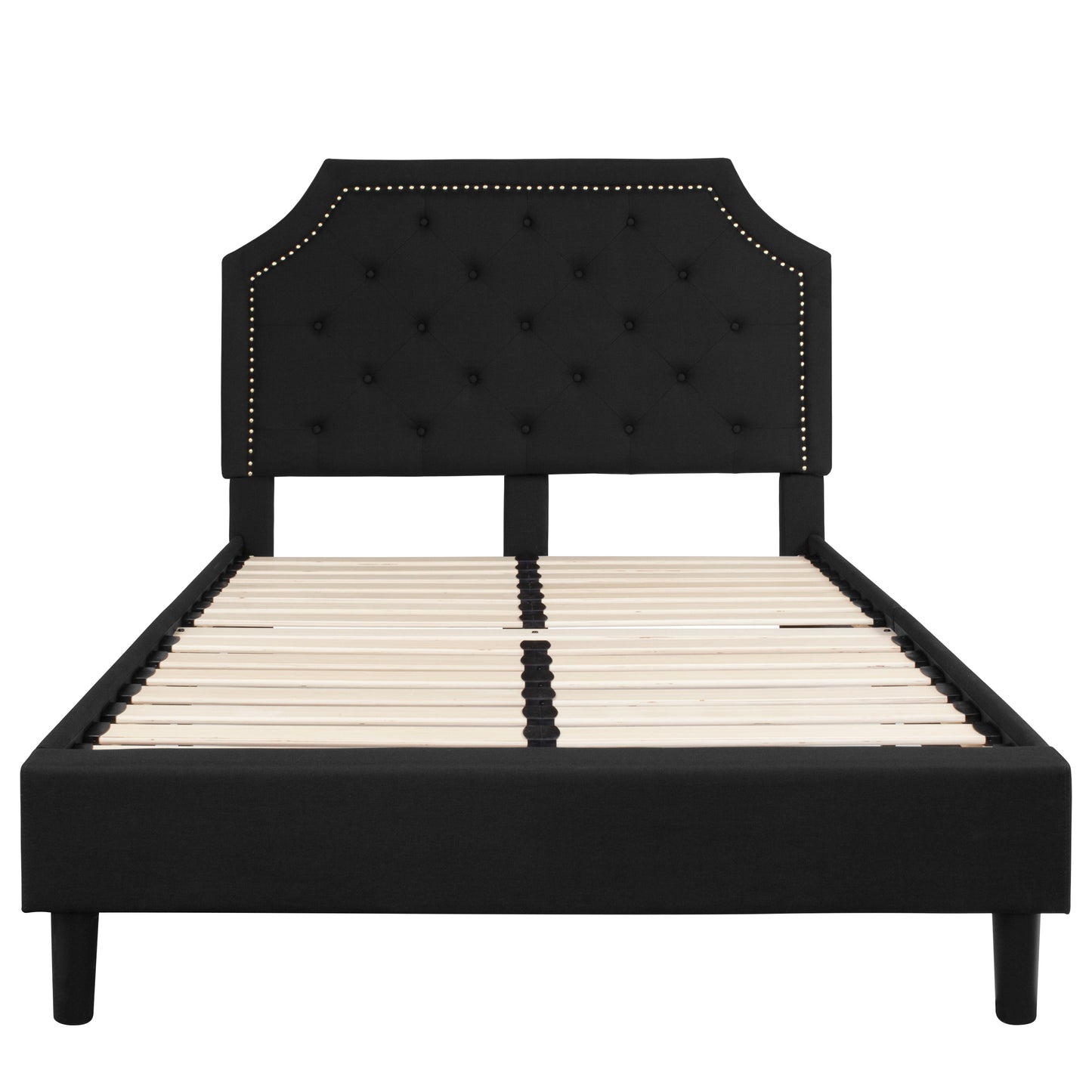 Brighton Full Size Tufted Upholstered Platform Bed in Black Fabric Black