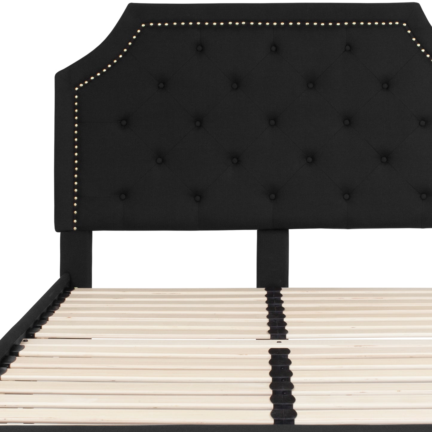 Brighton Full Size Tufted Upholstered Platform Bed in Black Fabric Black