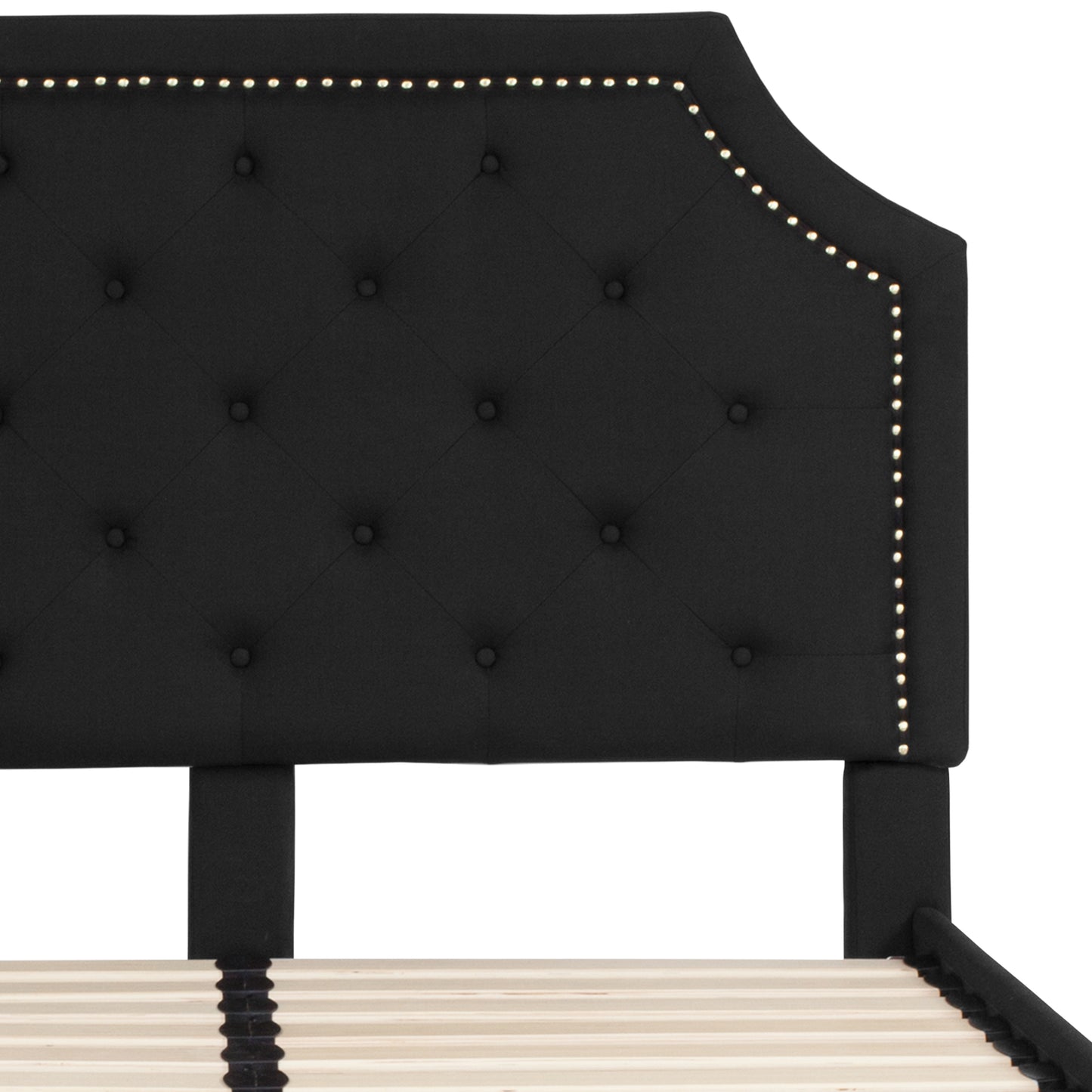 Brighton Full Size Tufted Upholstered Platform Bed in Black Fabric Black