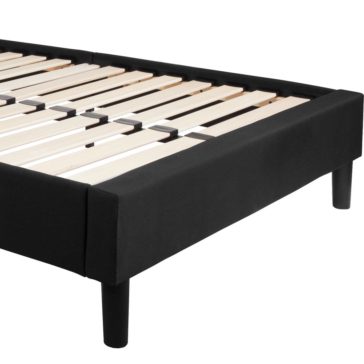 Brighton Full Size Tufted Upholstered Platform Bed in Black Fabric Black
