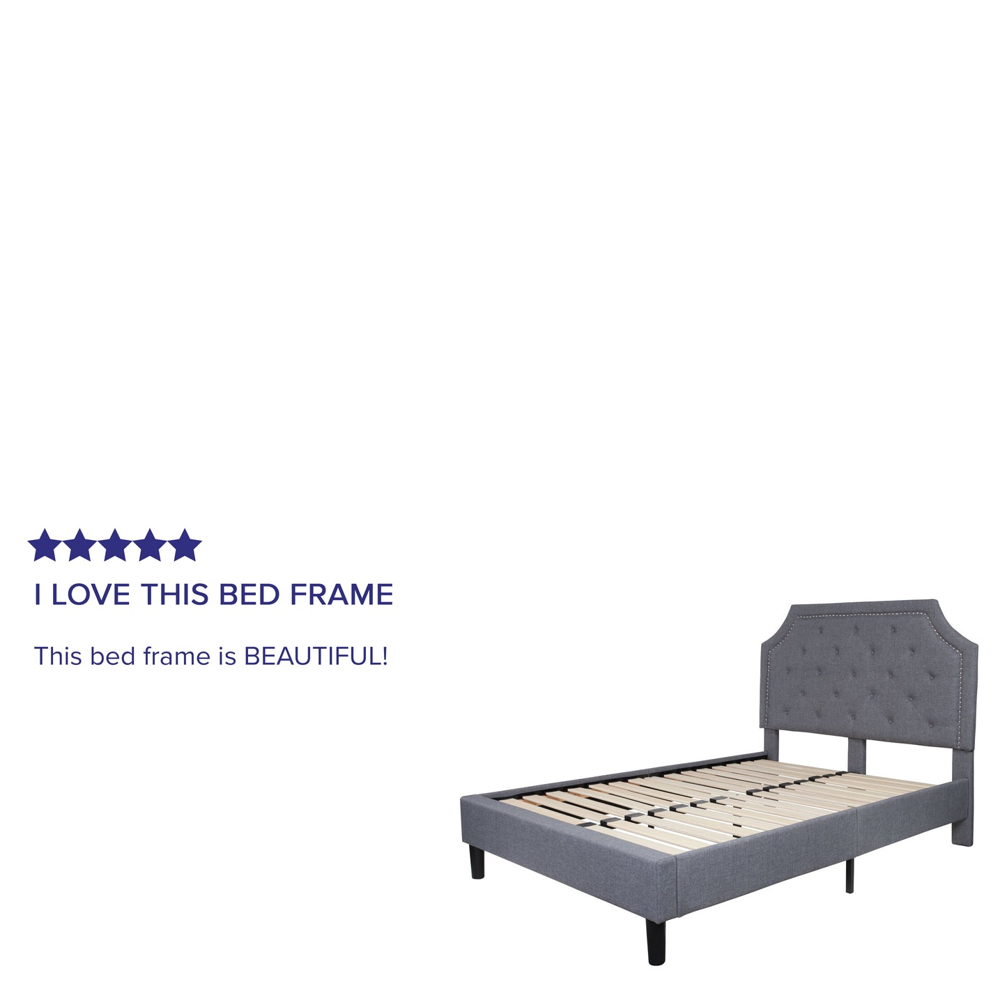 Brighton Full Size Tufted Upholstered Platform Bed in Light Gray Fabric Light Gray SL-BK4-F-LG-GG