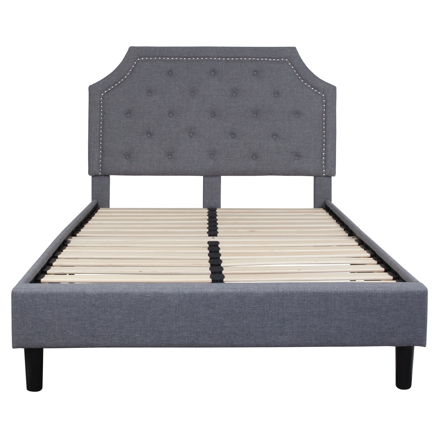 Brighton Full Size Tufted Upholstered Platform Bed in Light Gray Fabric Light Gray SL-BK4-F-LG-GG