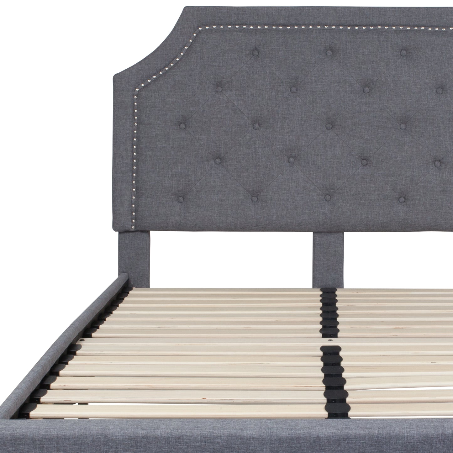 Brighton Full Size Tufted Upholstered Platform Bed in Light Gray Fabric Light Gray SL-BK4-F-LG-GG