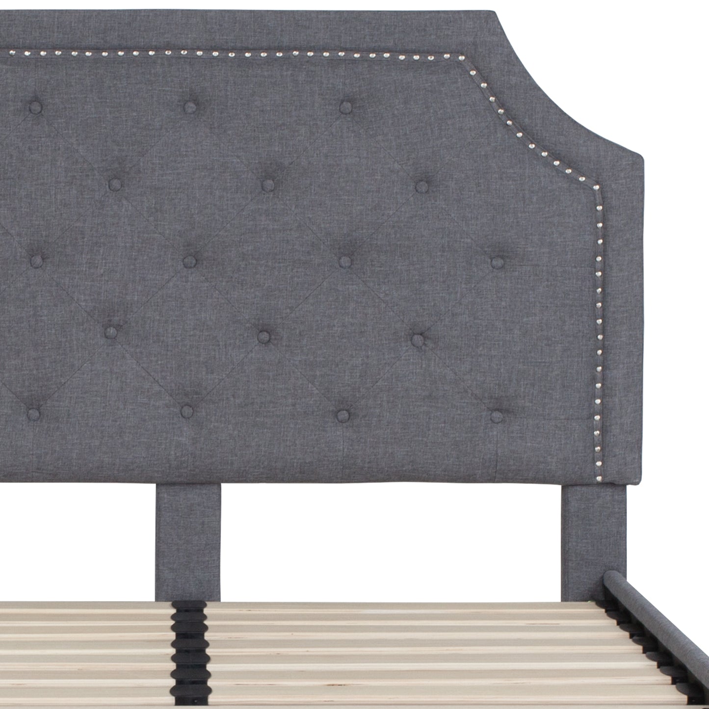 Brighton Full Size Tufted Upholstered Platform Bed in Light Gray Fabric Light Gray SL-BK4-F-LG-GG