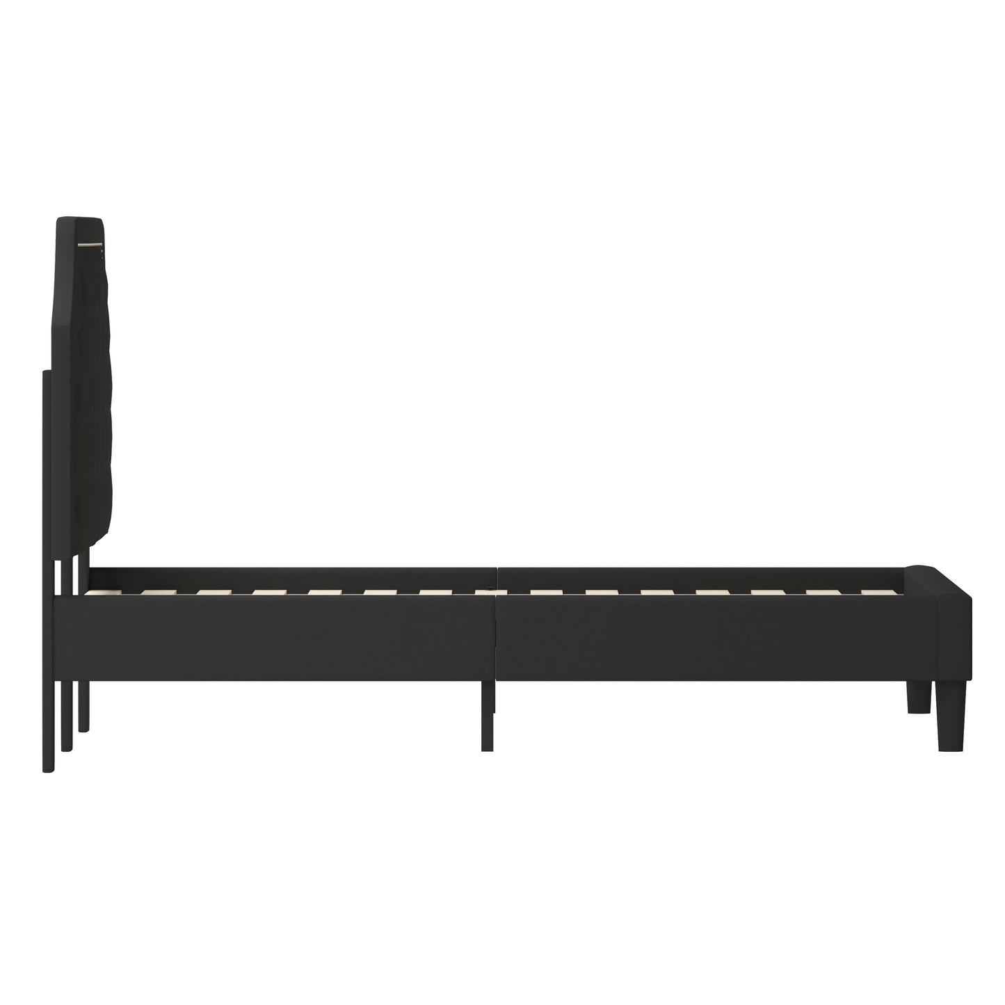 Brighton King Size Tufted Upholstered Platform Bed in Black Fabric Black