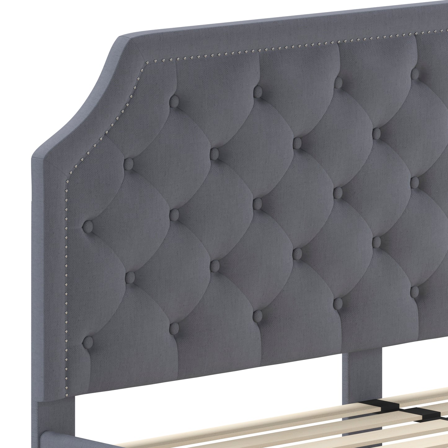 Brighton King Size Tufted Upholstered Platform Bed in Light Gray Fabric Light Gray