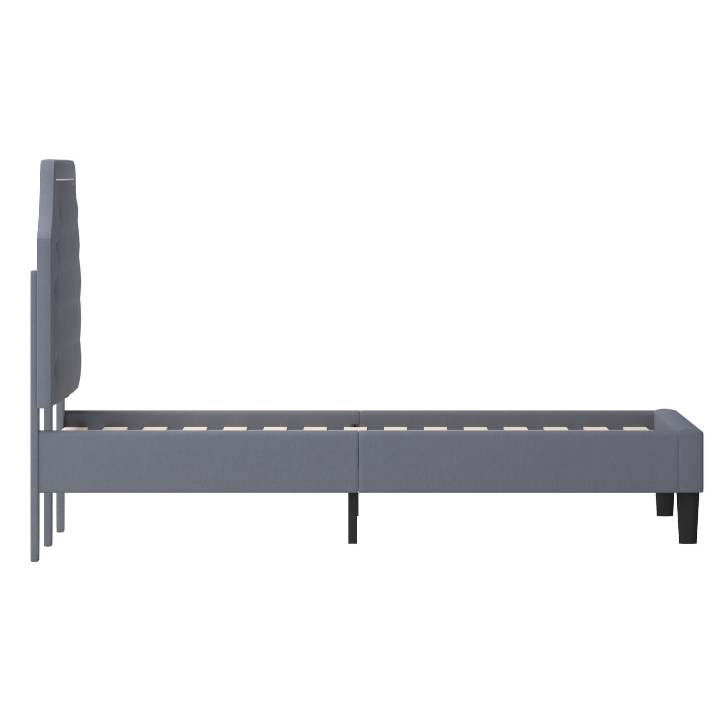 Brighton King Size Tufted Upholstered Platform Bed in Light Gray Fabric Light Gray