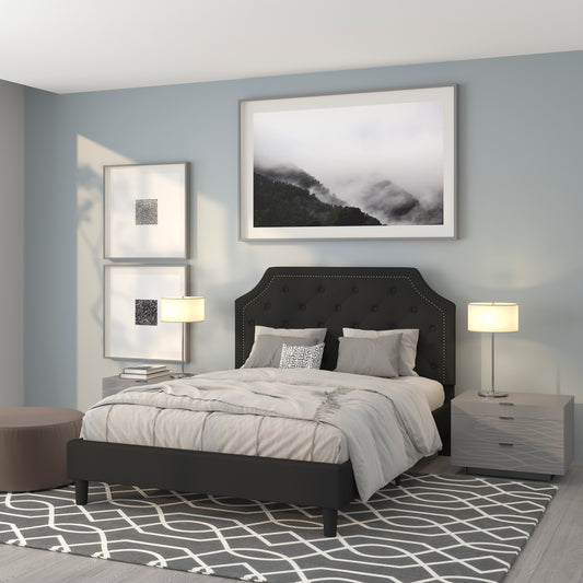 Brighton Queen Size Tufted Upholstered Platform Bed in Black Fabric Black SL-BK4-Q-BK-GG