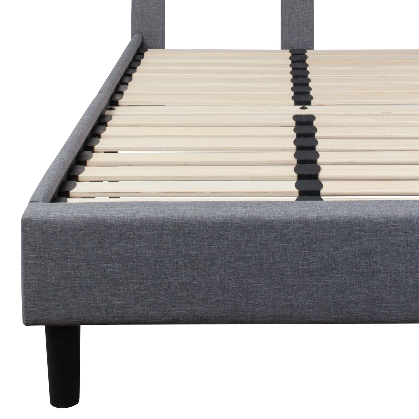 Brighton Twin Size Tufted Upholstered Platform Bed in Light Gray Fabric Light Gray