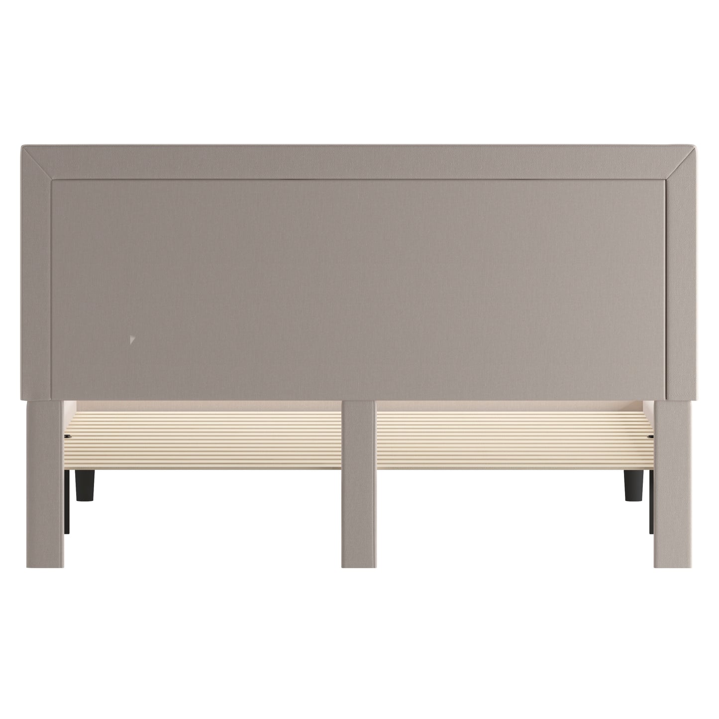 Roxbury King Size Tufted Upholstered Platform Bed in Beige Fabric Beige