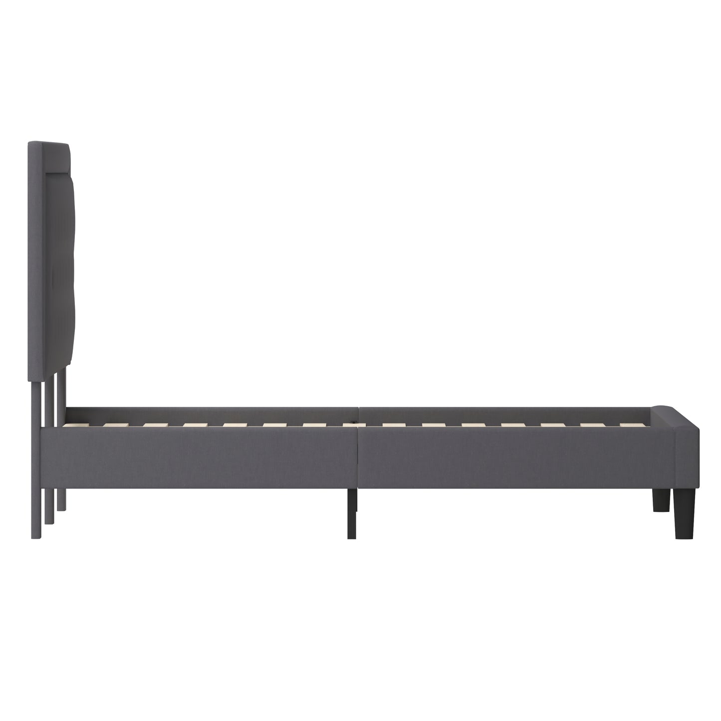 Roxbury King Size Tufted Upholstered Platform Bed in Dark Gray Fabric Dark Gray