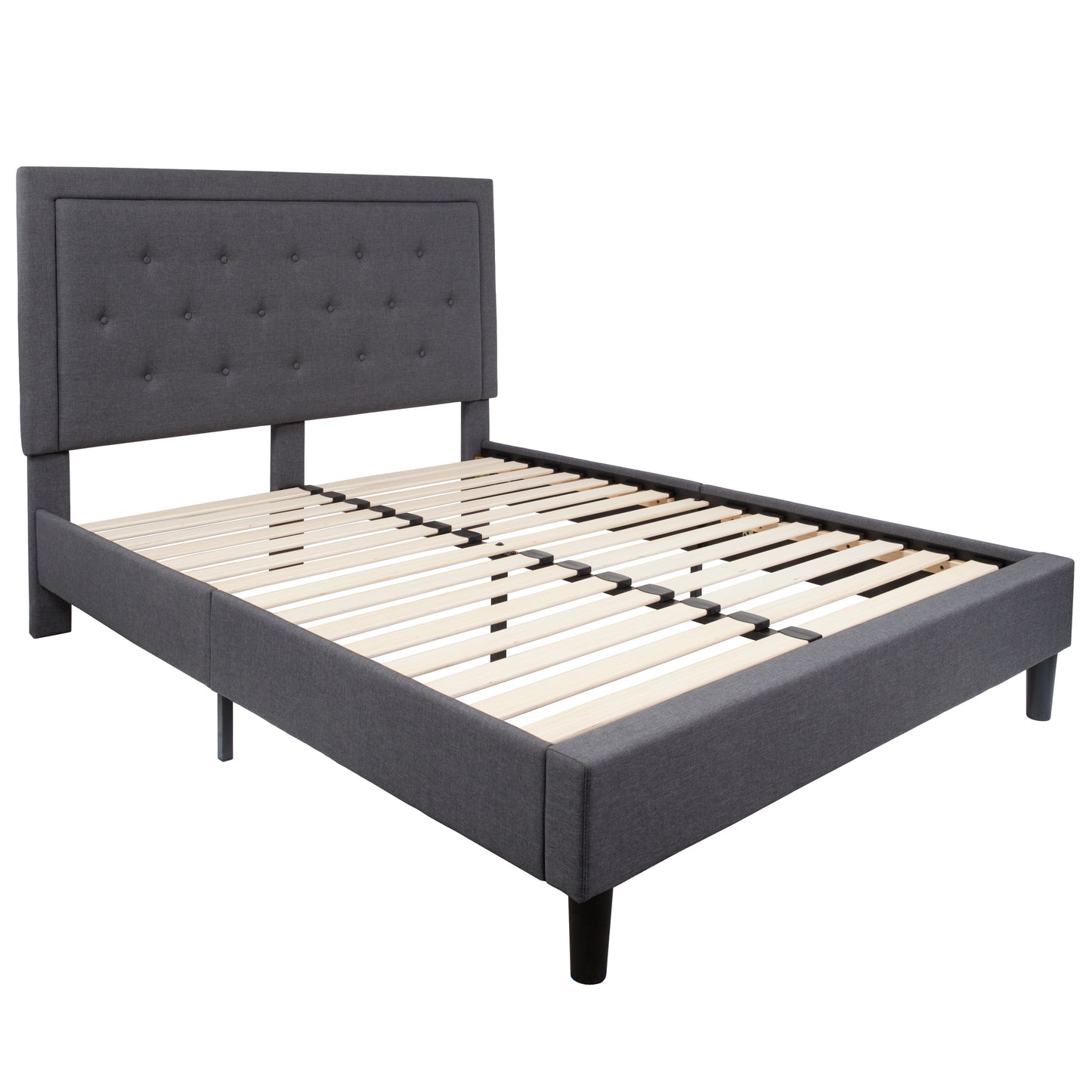 Queen Platform Bed | Queen Size Platform Bed Frame with Headboard Dark Gray