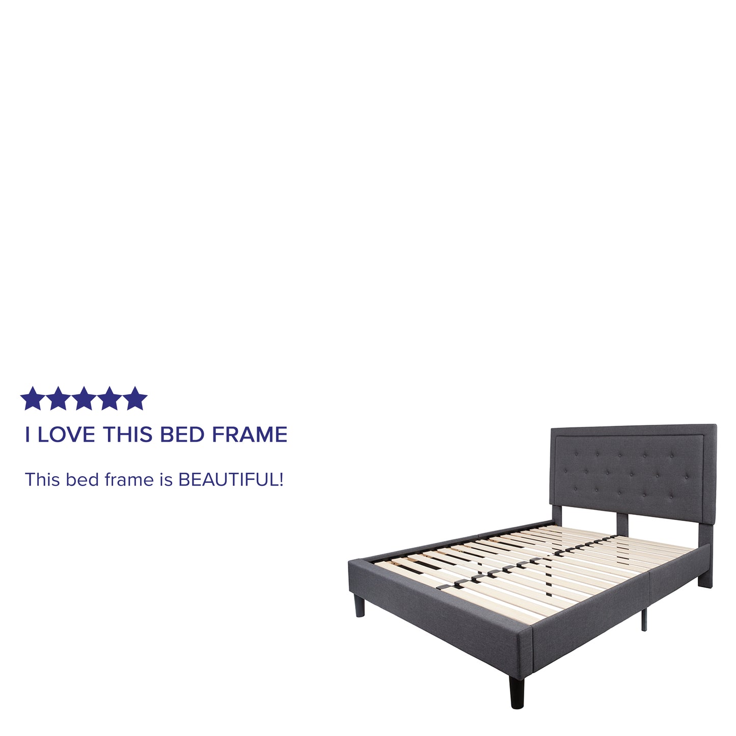 Queen Platform Bed | Queen Size Platform Bed Frame with Headboard Dark Gray