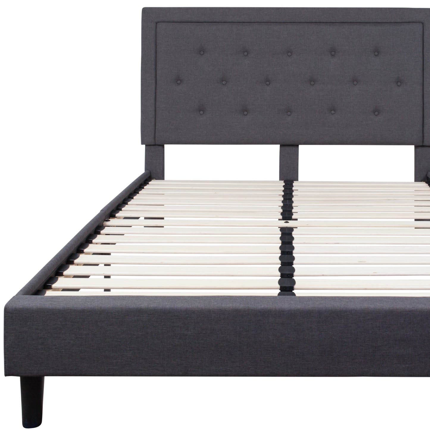 Queen Platform Bed | Queen Size Platform Bed Frame with Headboard Dark Gray