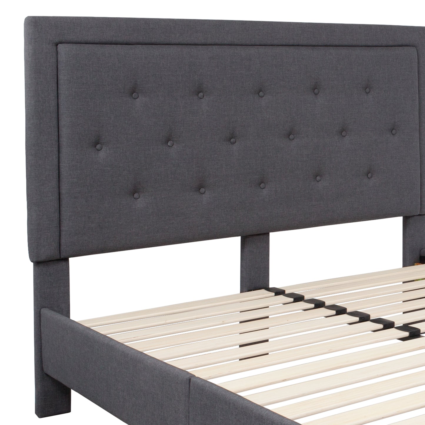 Queen Platform Bed | Queen Size Platform Bed Frame with Headboard Dark Gray
