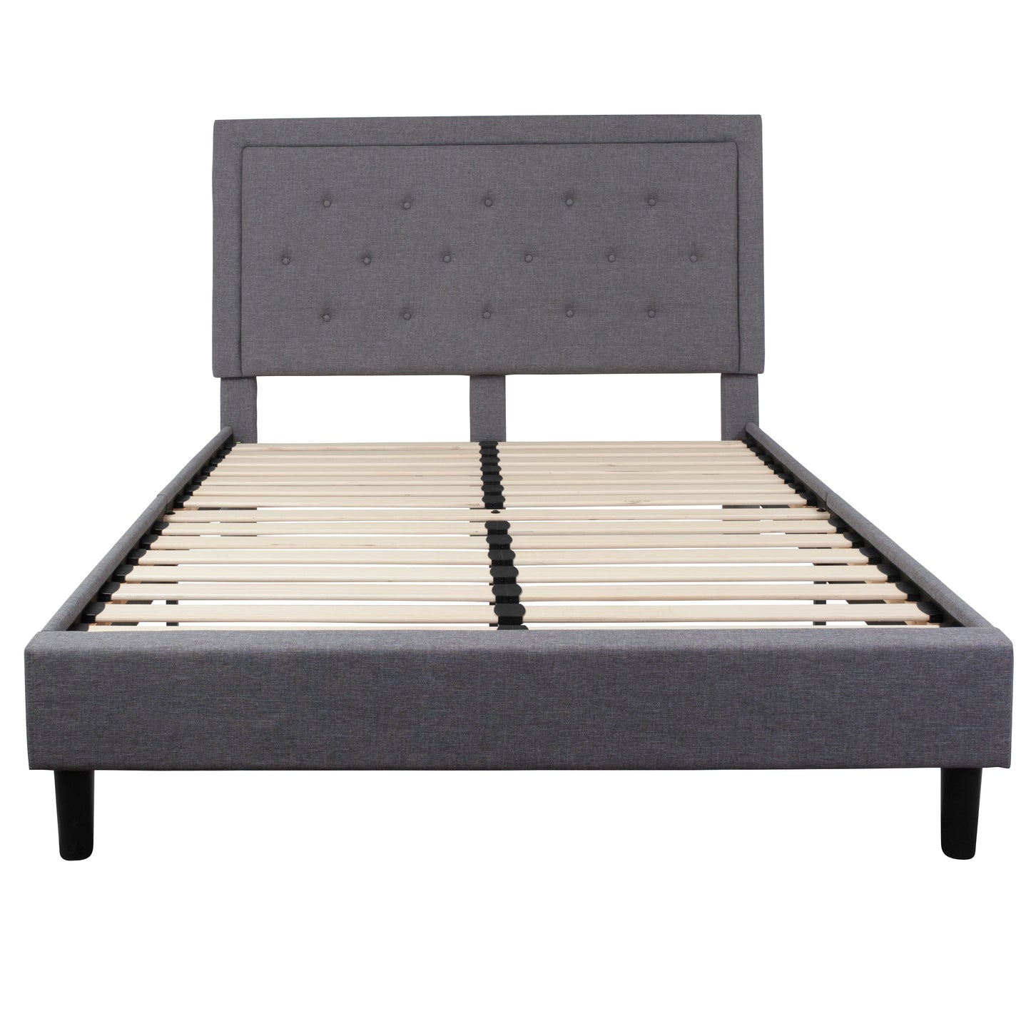 Roxbury Queen Size Tufted Upholstered Platform Bed in Light Gray Fabric Light Gray SL-BK5-Q-LG-GG