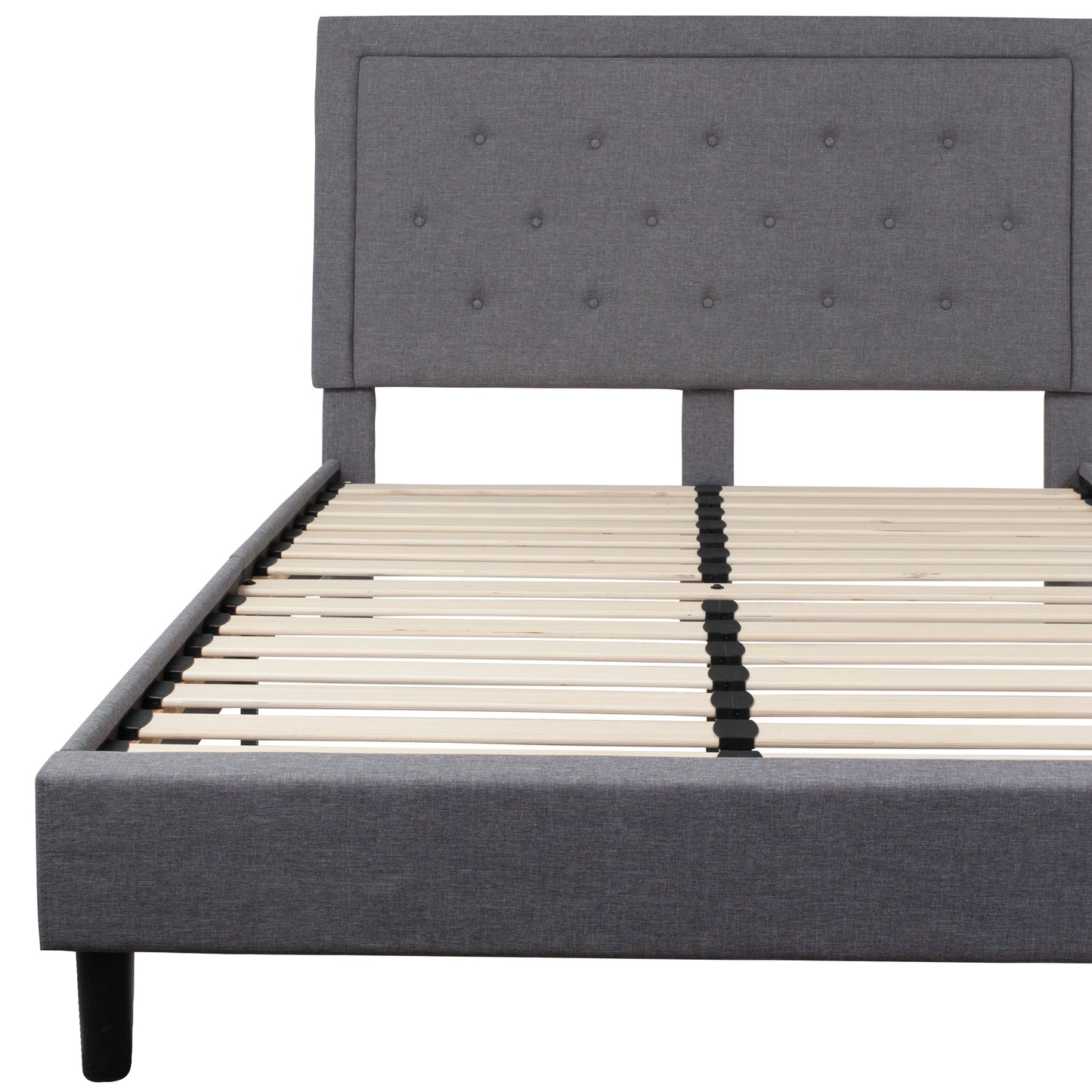 Roxbury Queen Size Tufted Upholstered Platform Bed in Light Gray Fabric Light Gray SL-BK5-Q-LG-GG