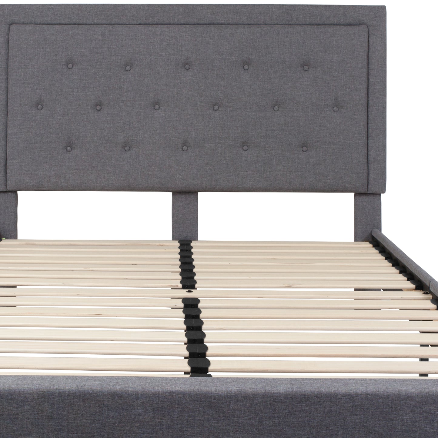 Roxbury Queen Size Tufted Upholstered Platform Bed in Light Gray Fabric Light Gray SL-BK5-Q-LG-GG