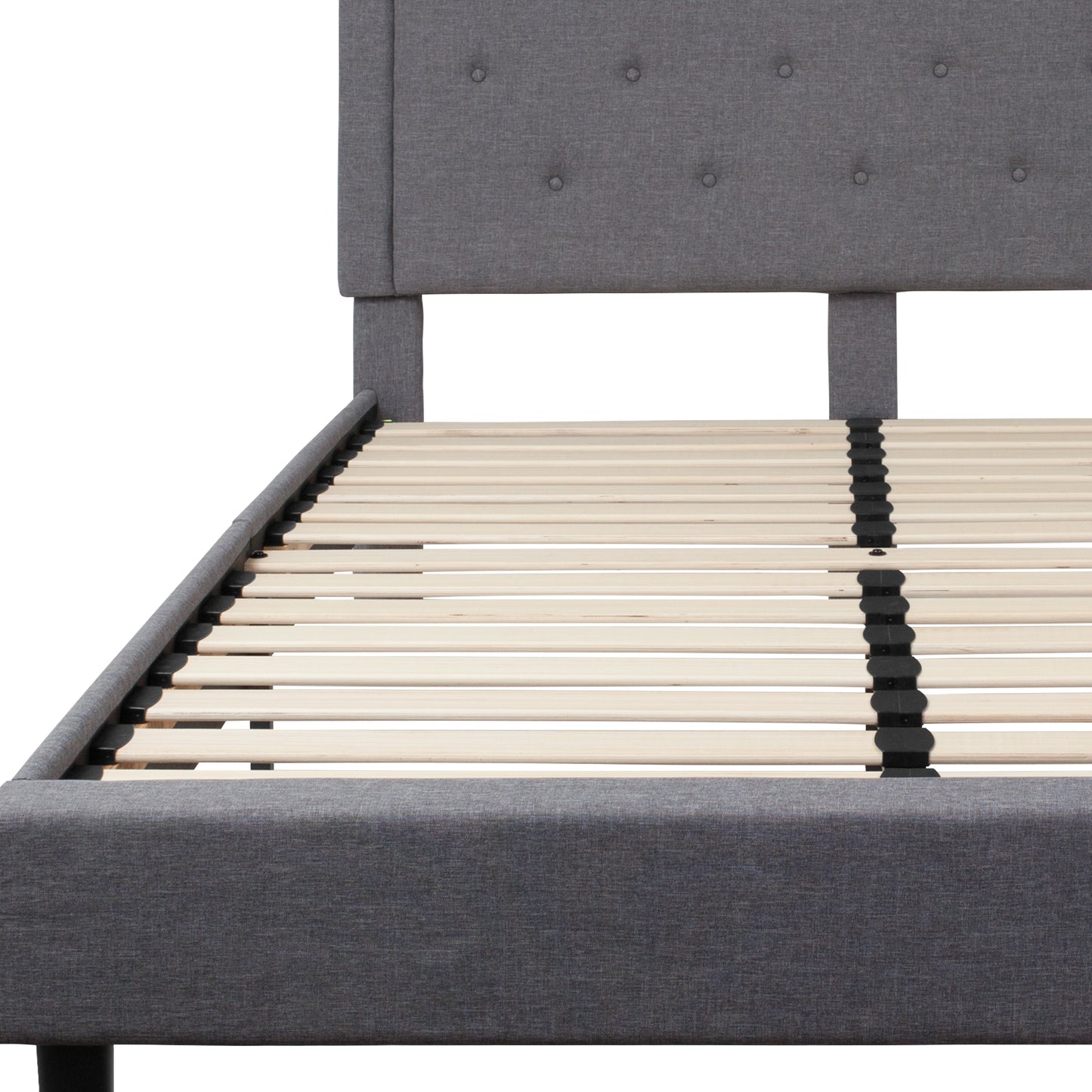 Roxbury Queen Size Tufted Upholstered Platform Bed in Light Gray Fabric Light Gray SL-BK5-Q-LG-GG