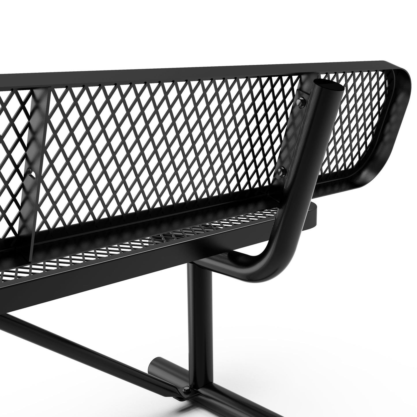 Sigrid 6' Outdoor Bench with Backrest, Commercial Grade Expanded Metal Mesh Seat and Backrest and Steel Frame in Black Black