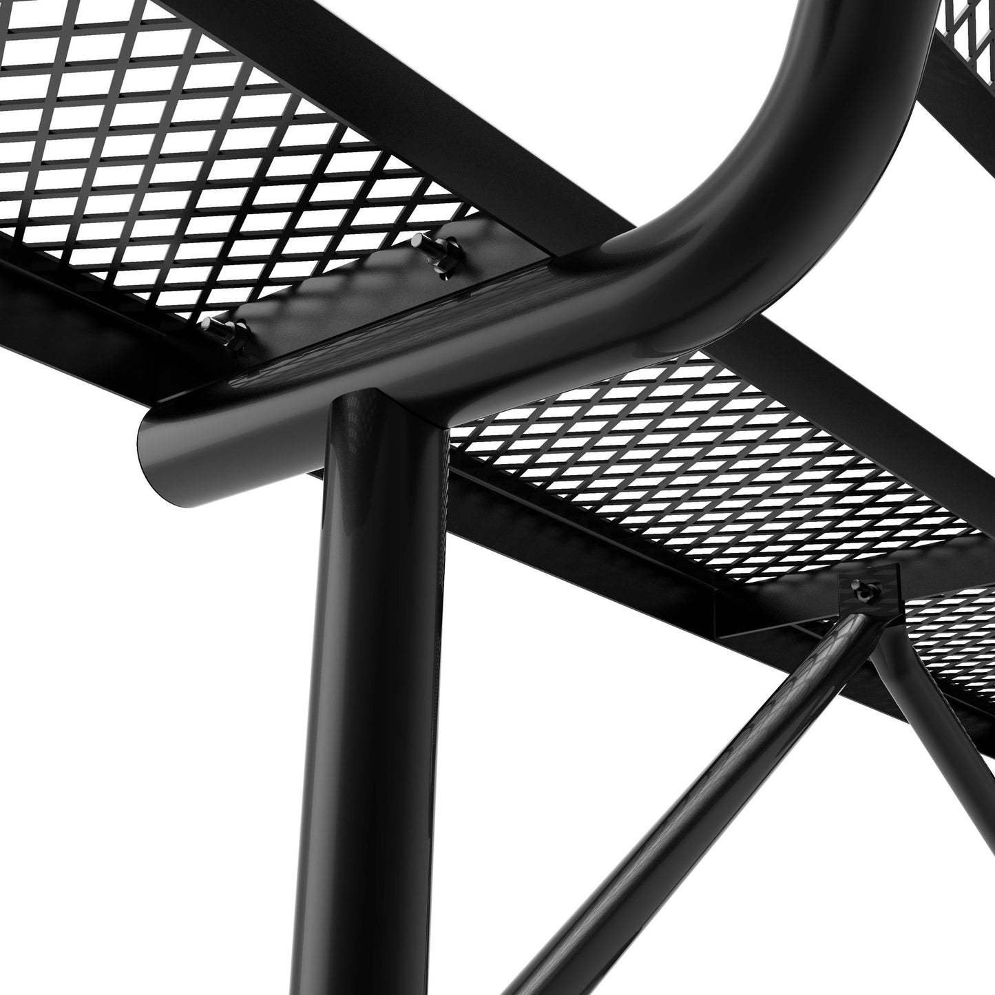 Sigrid 6' Outdoor Bench with Backrest, Commercial Grade Expanded Metal Mesh Seat and Backrest and Steel Frame in Black Black
