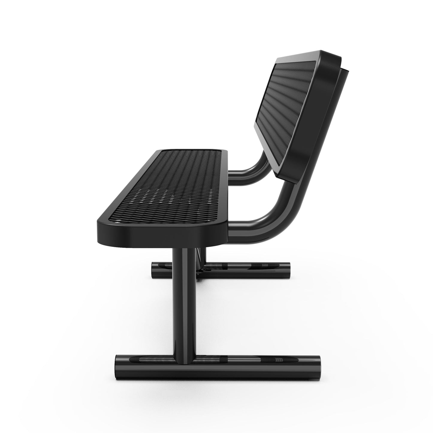 Sigrid 6' Outdoor Bench with Backrest, Commercial Grade Expanded Metal Mesh Seat and Backrest and Steel Frame in Black Black