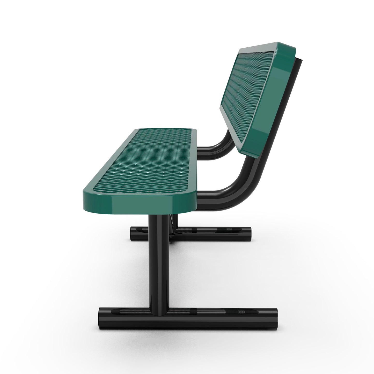 Sigrid 6' Outdoor Bench with Backrest, Commercial Grade Green Expanded Metal Mesh Seat and Backrest and Black Steel Frame Green