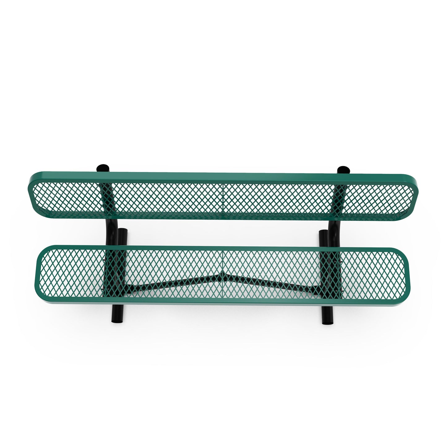 Sigrid 6' Outdoor Bench with Backrest, Commercial Grade Green Expanded Metal Mesh Seat and Backrest and Black Steel Frame with Anchors Green