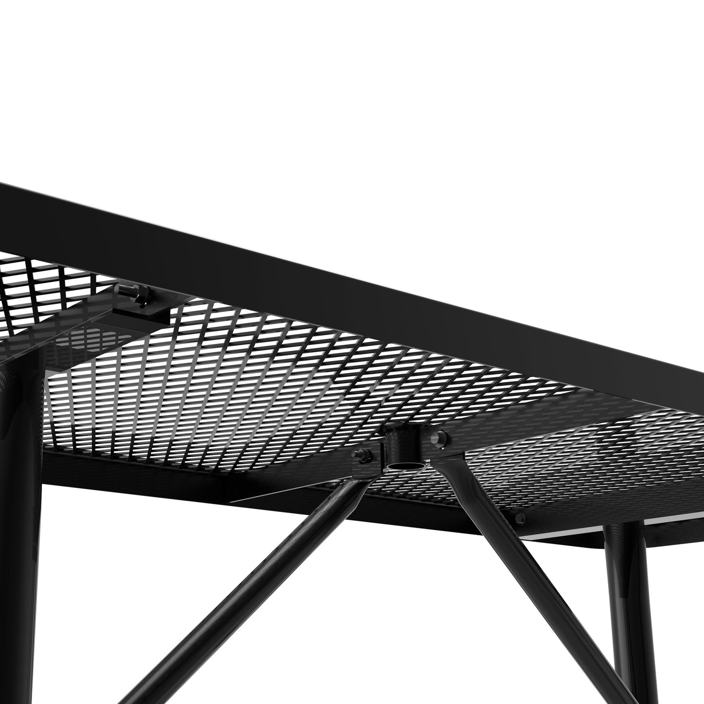 Mantilla 6' Rectangular Outdoor Picnic Table with Commercial Heavy Gauge Expanded Metal Mesh Top and Seats and Steel Frame in Black Black