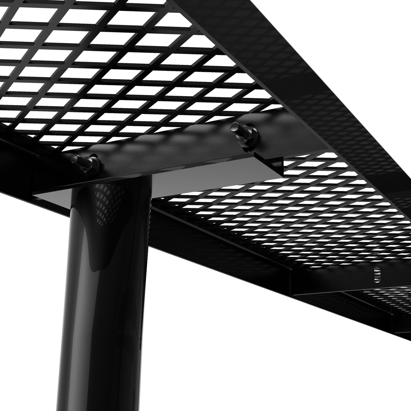 Mantilla 6' Rectangular Outdoor Picnic Table with Commercial Heavy Gauge Expanded Metal Mesh Top and Seats and Steel Frame in Black Black