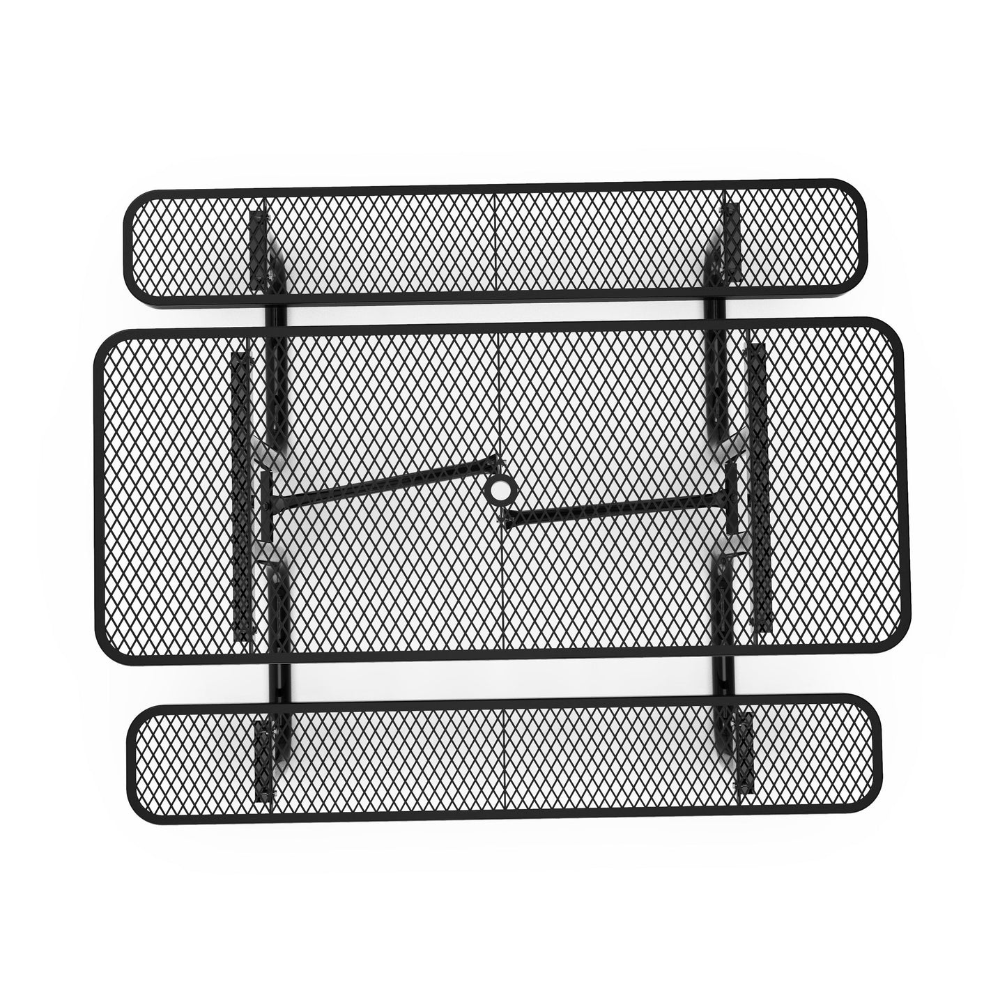 Mantilla 6' Rectangular Outdoor Picnic Table with Commercial Heavy Gauge Expanded Metal Mesh Top and Seats and Steel Frame in Black Black
