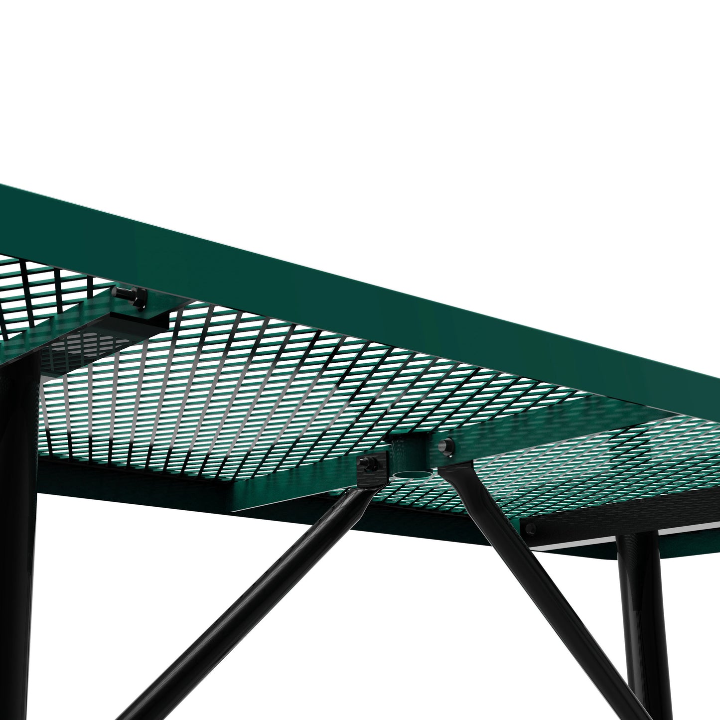Mantilla 6' Rectangular Outdoor Picnic Table with Commercial Heavy Gauge Green Expanded Metal Mesh Top and Seats and Black Steel Frame Green