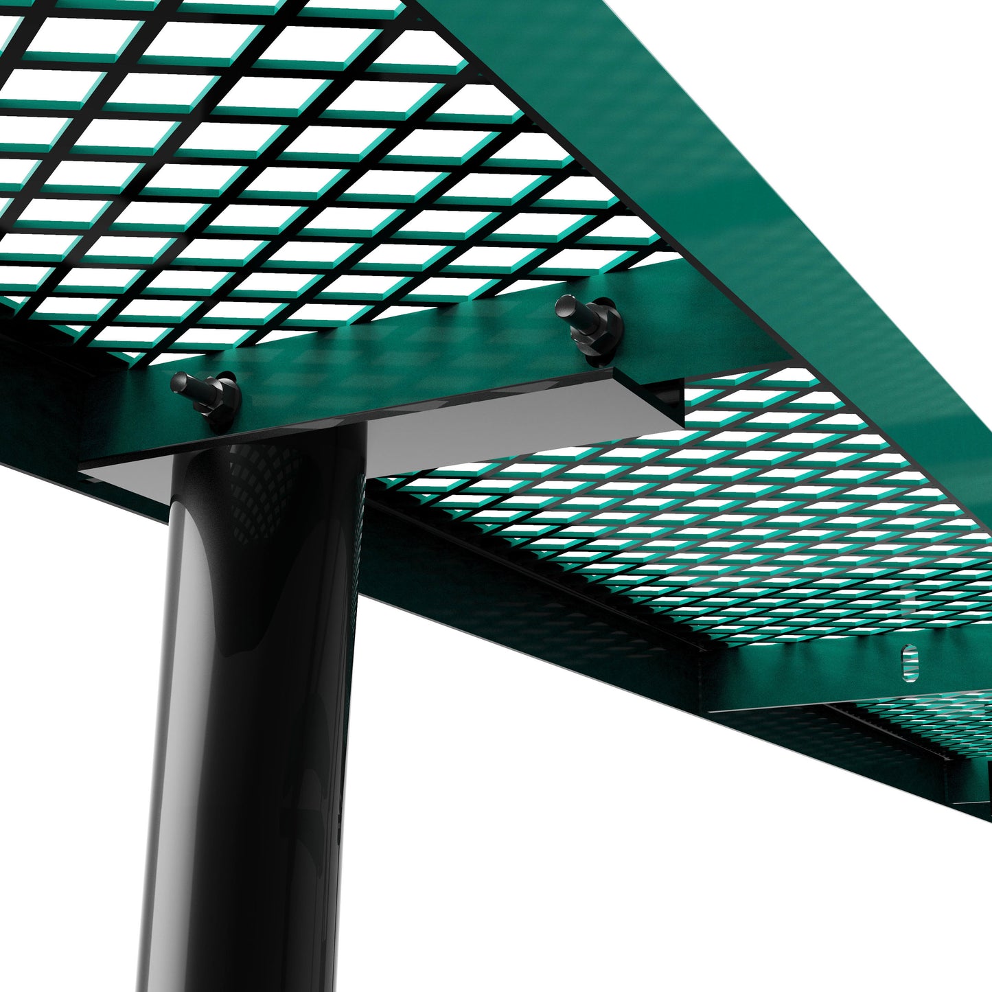Mantilla 6' Rectangular Outdoor Picnic Table with Commercial Heavy Gauge Green Expanded Metal Mesh Top and Seats and Black Steel Frame Green