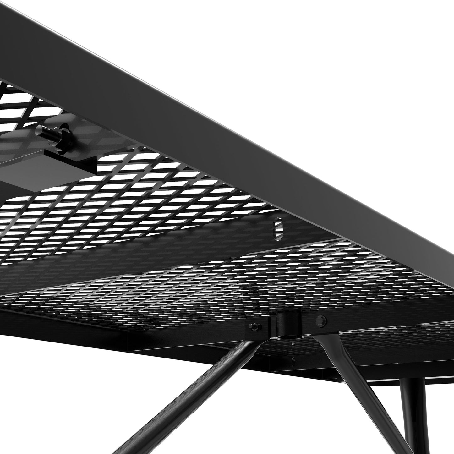 Mantilla 8' Rectangular Outdoor Picnic Table with Commercial Heavy Gauge Expanded Metal Mesh Top and Seats and Steel Frame in Black Black