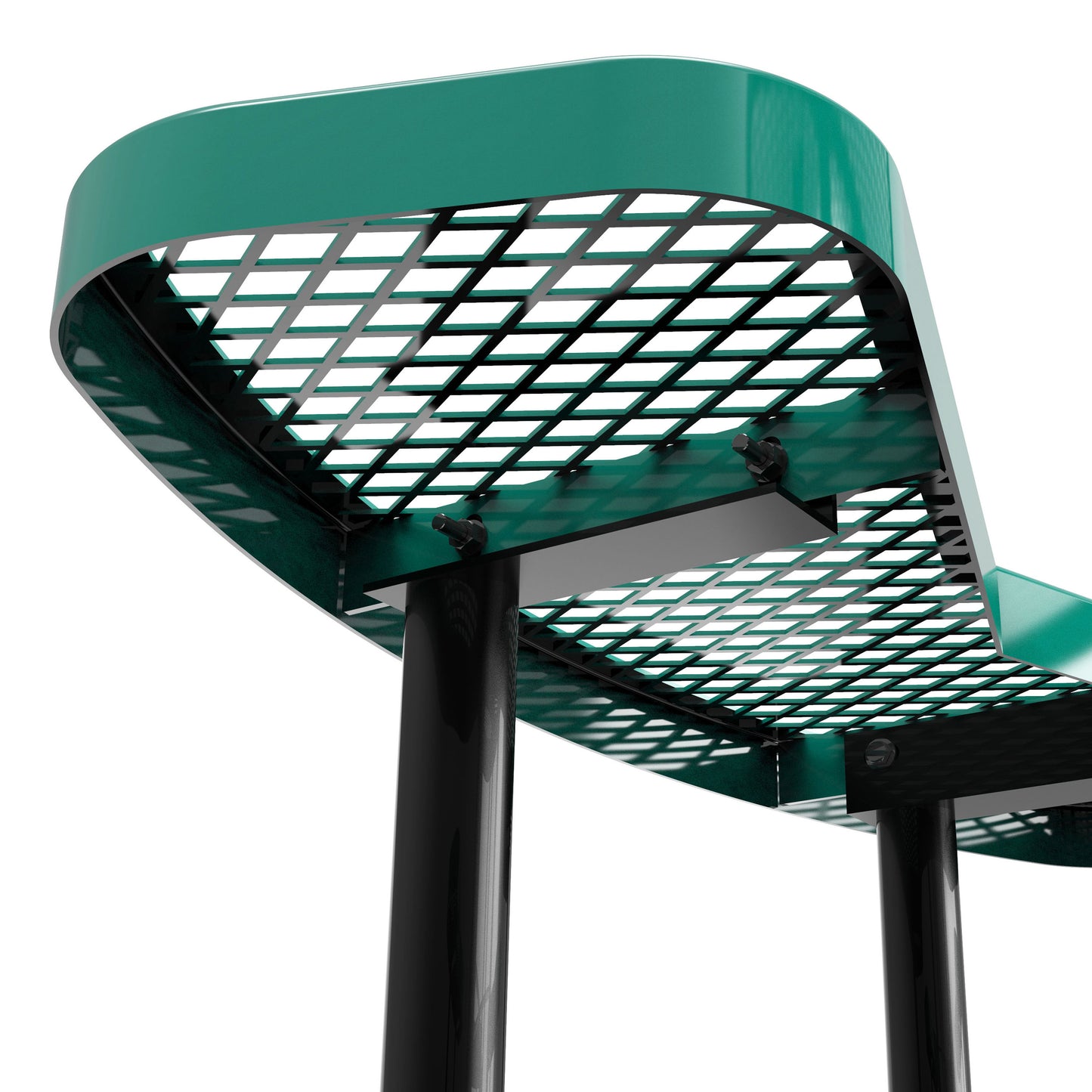 Creekside 46" Round Outdoor Picnic Table with Commercial Grade Heavy Gauge Green Expanded Metal Mesh Top and Seats and Black Steel Frame Green