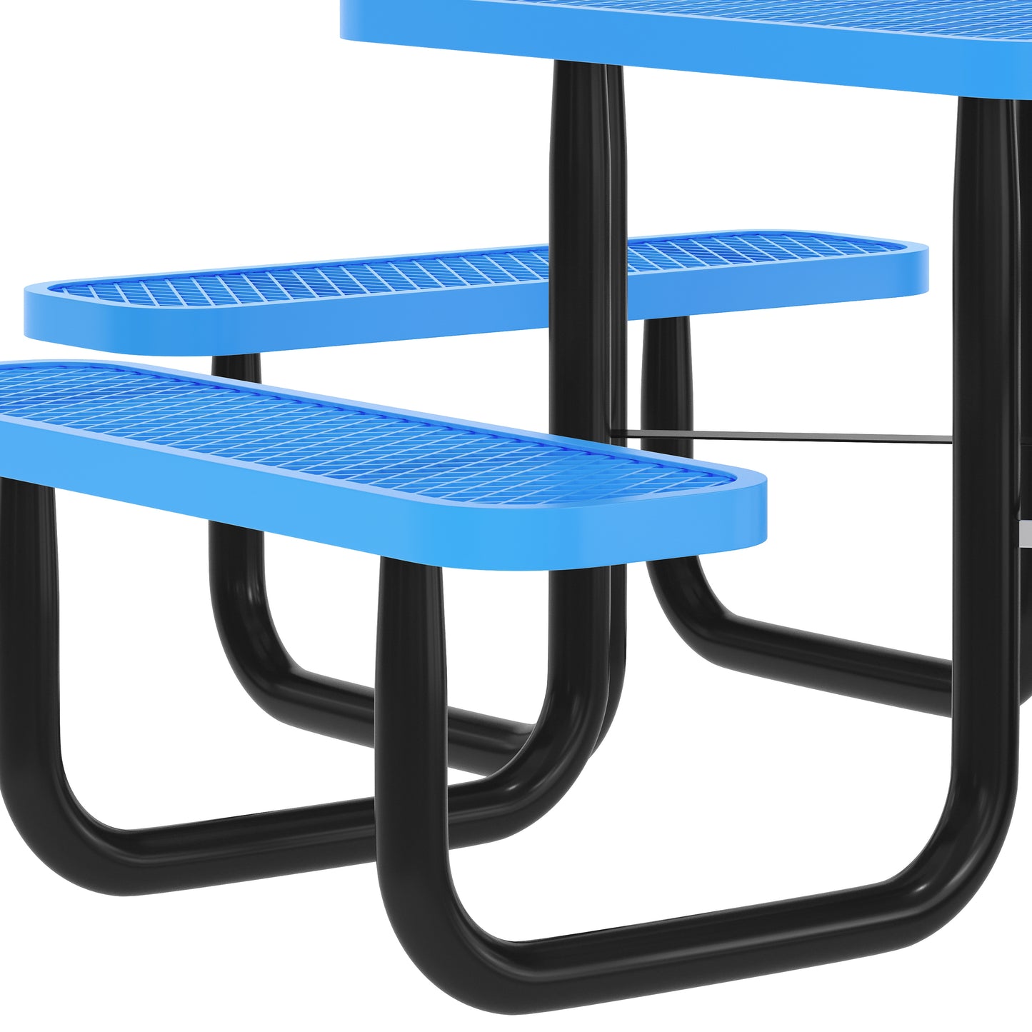 Creekside 46" Square Outdoor Picnic Table with Commercial Grade Heavy Gauge Expanded Metal Mesh Top and Seats and Steel Frame in Blue Blue
