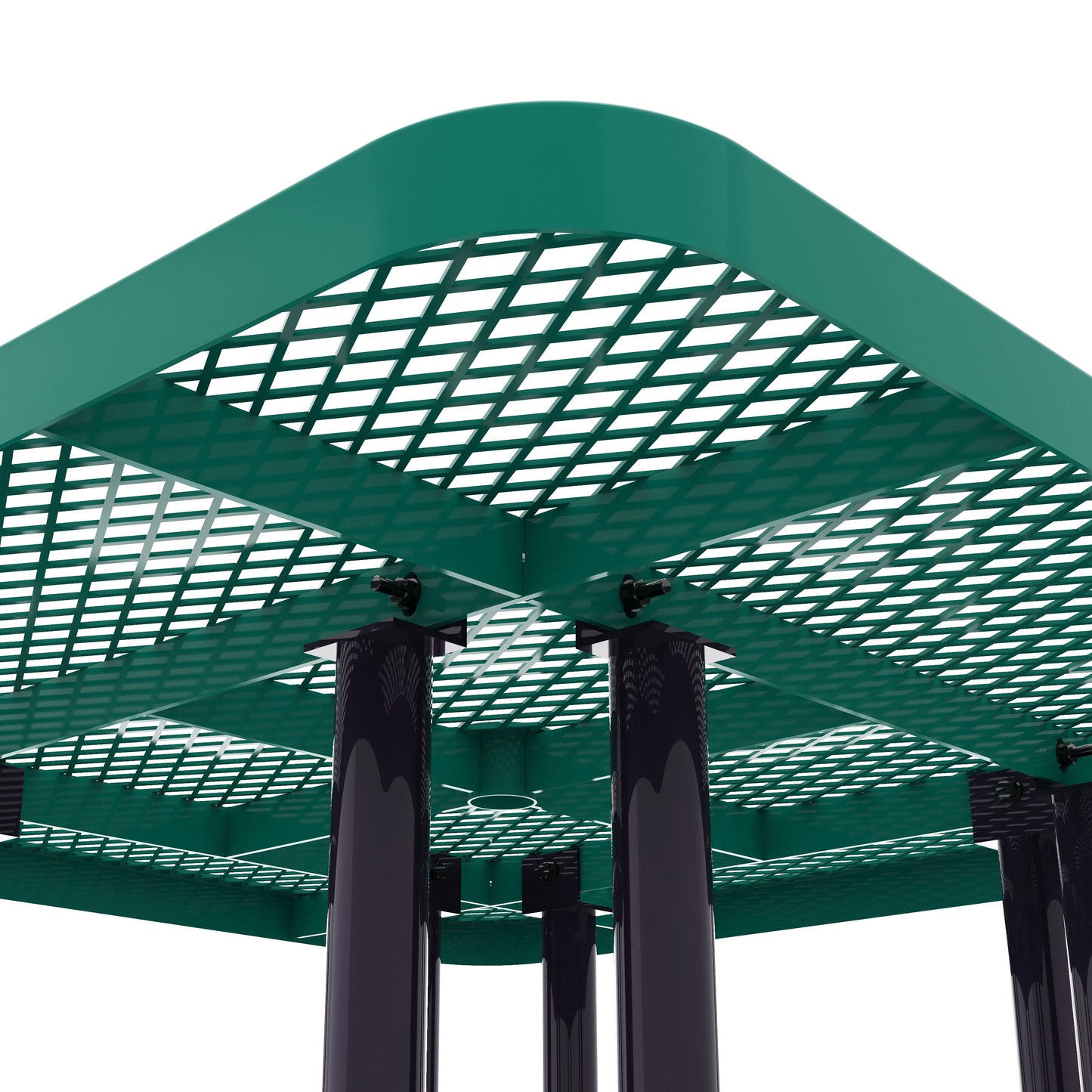 Creekside 46" Square Outdoor Picnic Table with Commercial Grade Heavy Gauge Green Expanded Metal Mesh Top and Seats and Black Steel Frame Green