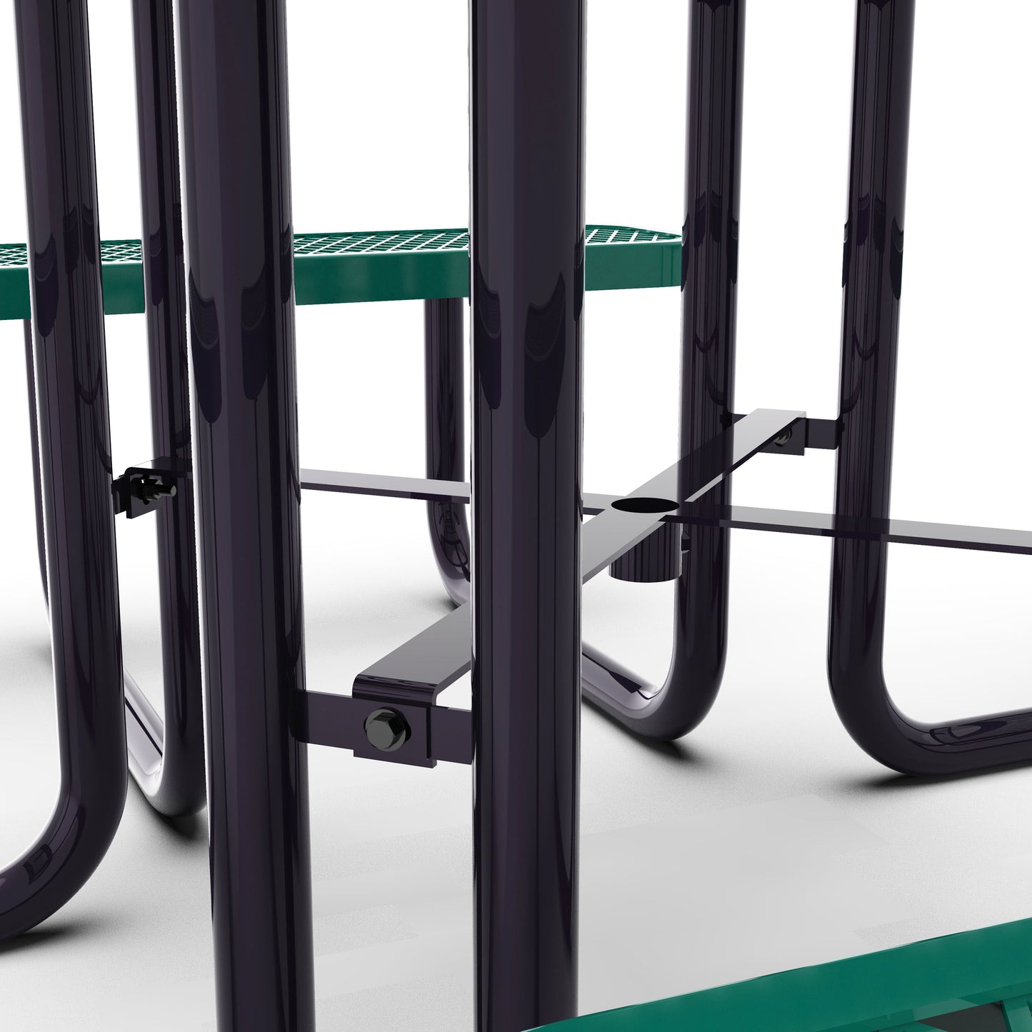 Creekside 46" Square Outdoor Picnic Table with Commercial Grade Heavy Gauge Green Expanded Metal Mesh Top and Seats and Black Steel Frame Green