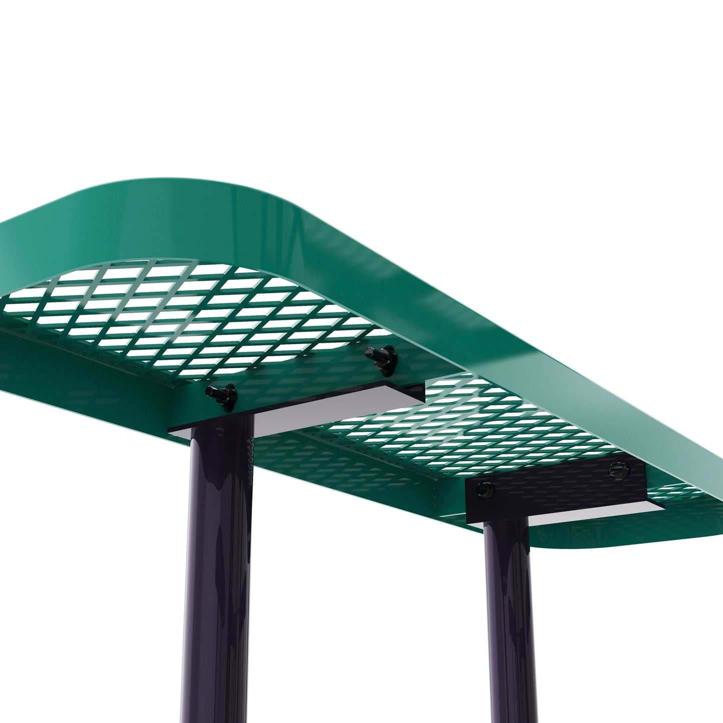 Creekside 46" Square Outdoor Picnic Table with Commercial Grade Heavy Gauge Green Expanded Metal Mesh Top and Seats and Black Steel Frame Green