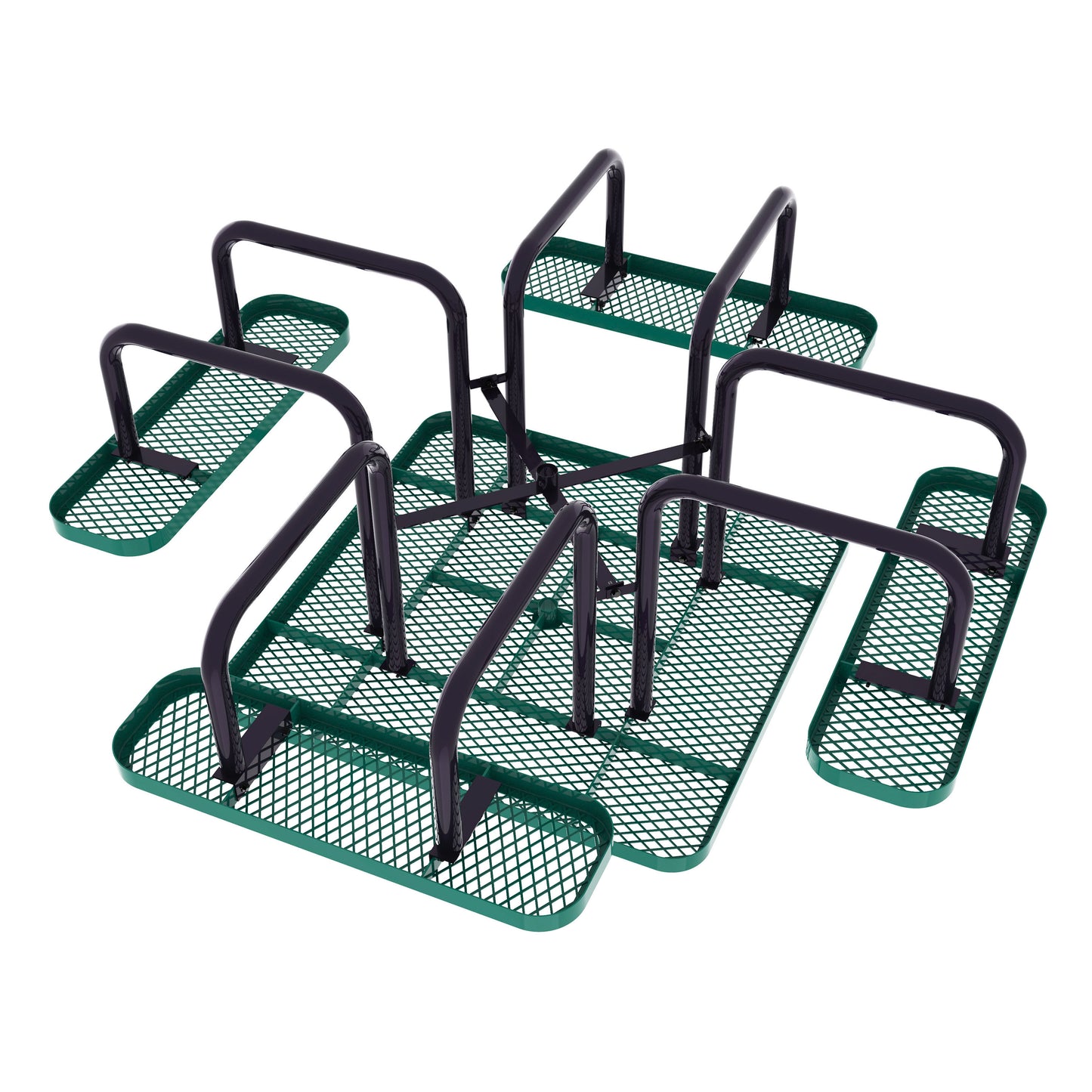 Creekside 46" Square Outdoor Picnic Table with Commercial Grade Heavy Gauge Green Expanded Metal Mesh Top and Seats and Black Steel Frame Green