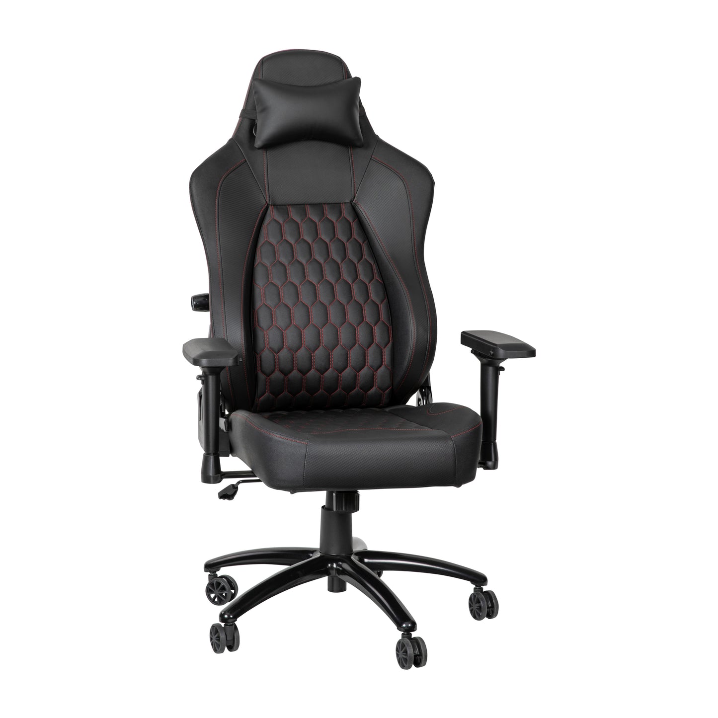 Falco Ergonomic High Back Adjustable Gaming Chair with 4D Armrests, Headrest Pillow, and Adjustable Lumbar Support, Black with Red Stitching Black with Red Trim