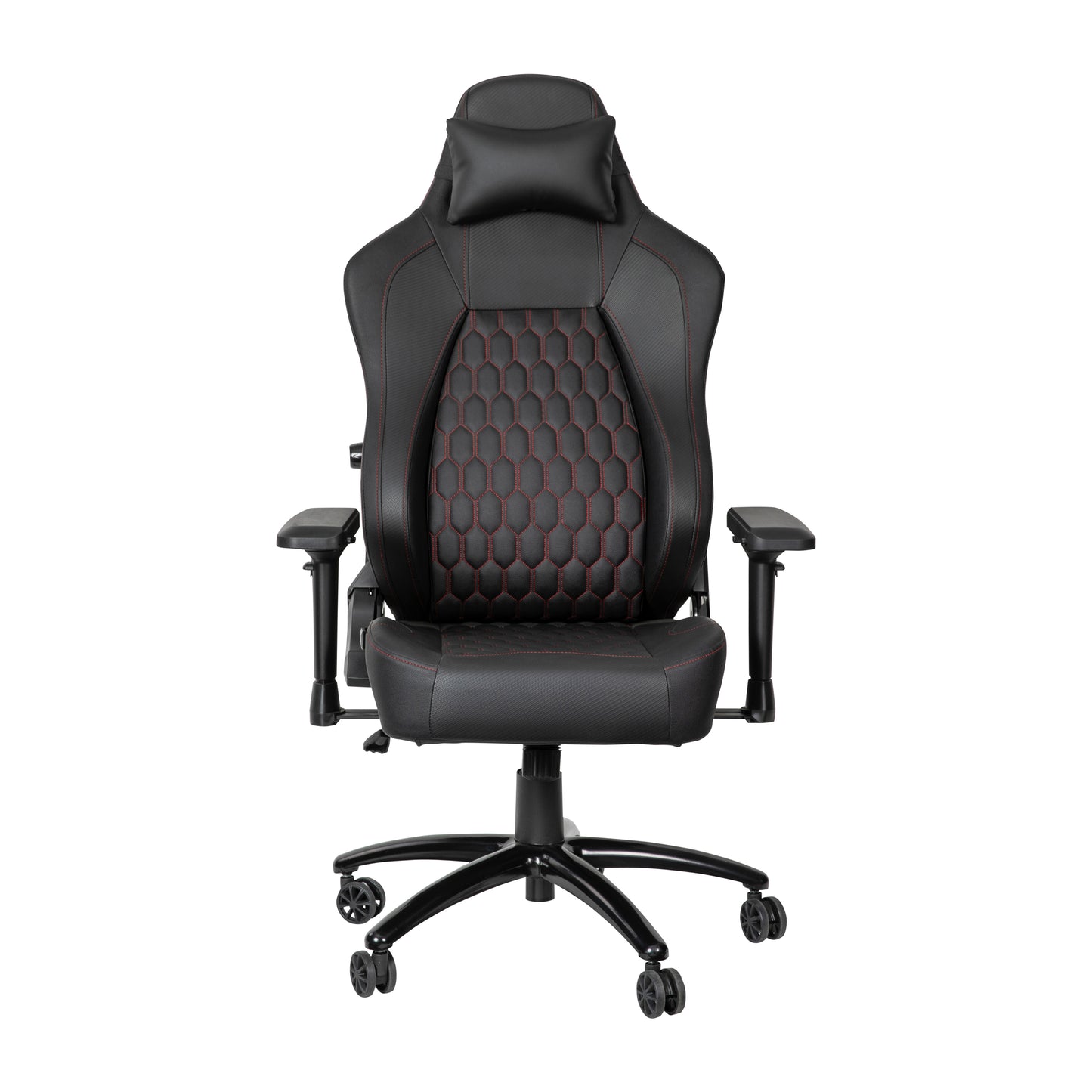 Falco Ergonomic High Back Adjustable Gaming Chair with 4D Armrests, Headrest Pillow, and Adjustable Lumbar Support, Black with Red Stitching Black with Red Trim