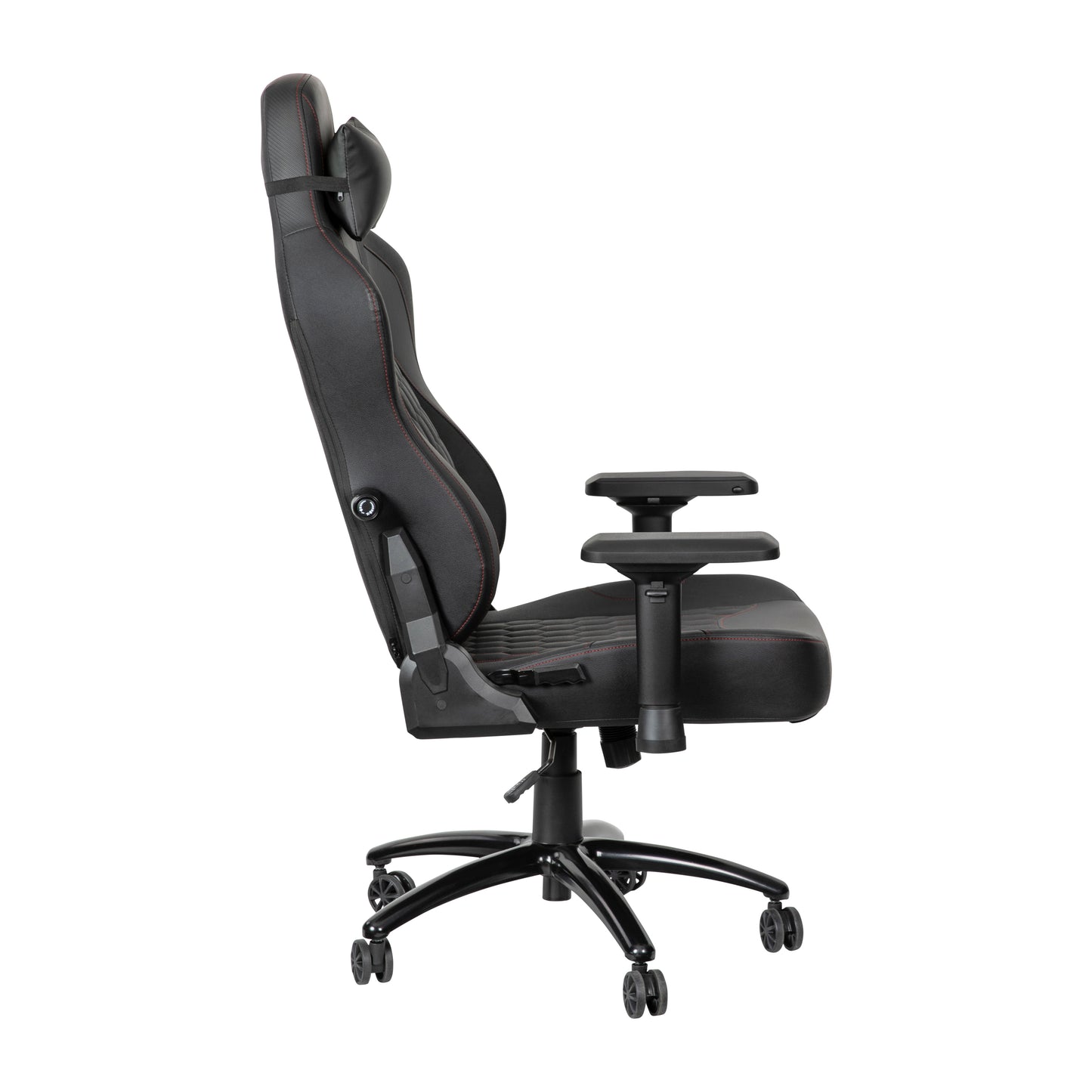 Falco Ergonomic High Back Adjustable Gaming Chair with 4D Armrests, Headrest Pillow, and Adjustable Lumbar Support, Black with Red Stitching Black with Red Trim