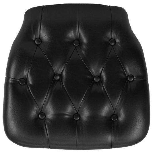 Louise Hard Black Tufted Vinyl Chiavari Chair Cushion Black